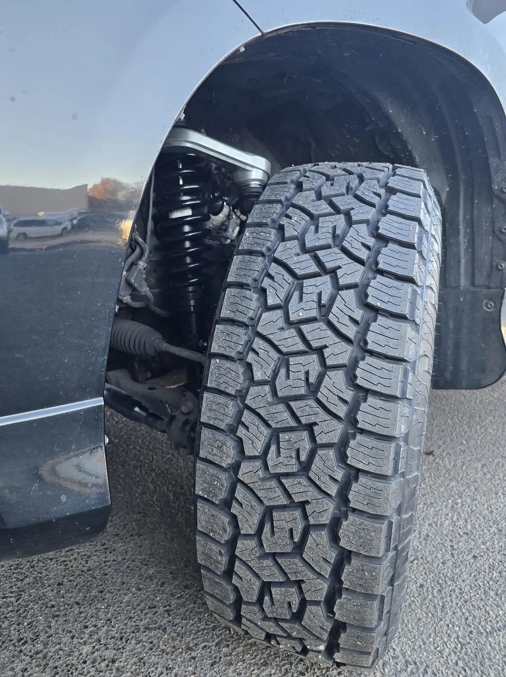 Off-road tire on a lifted truck
